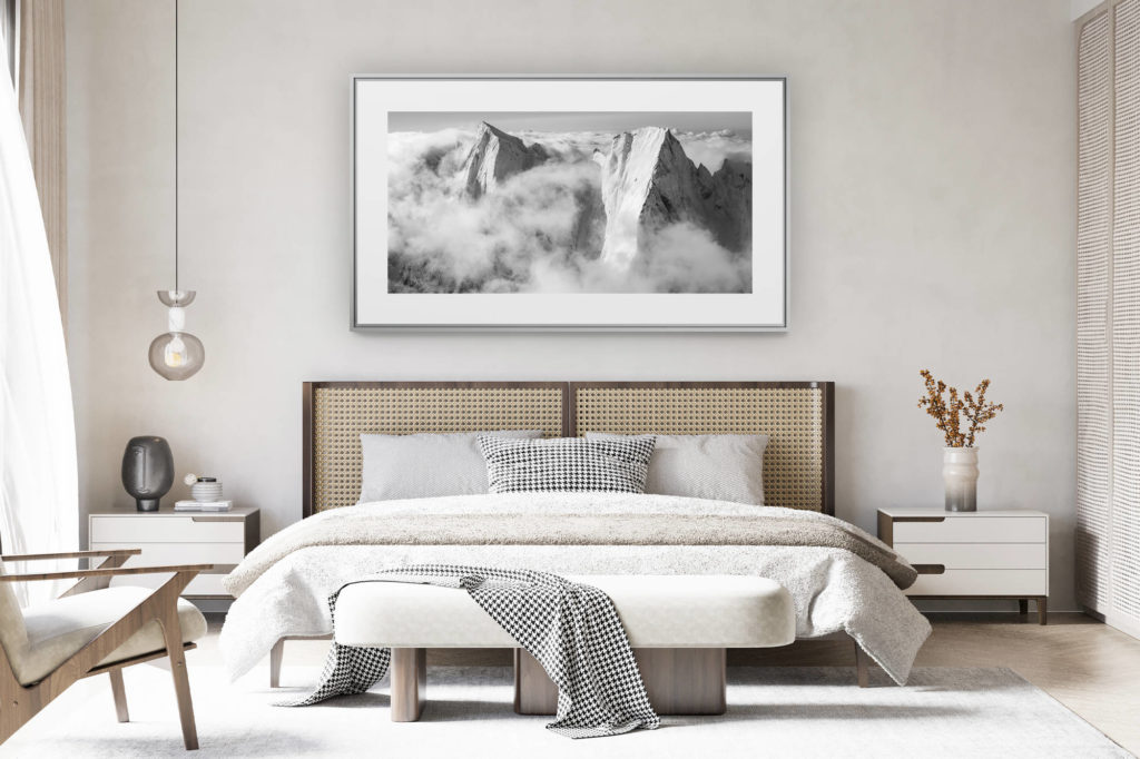 decoration room swiss chalet renovated - panoramic mountain picture large size - panoramic mountain view Cengalo - panorama swiss mountain Badile
