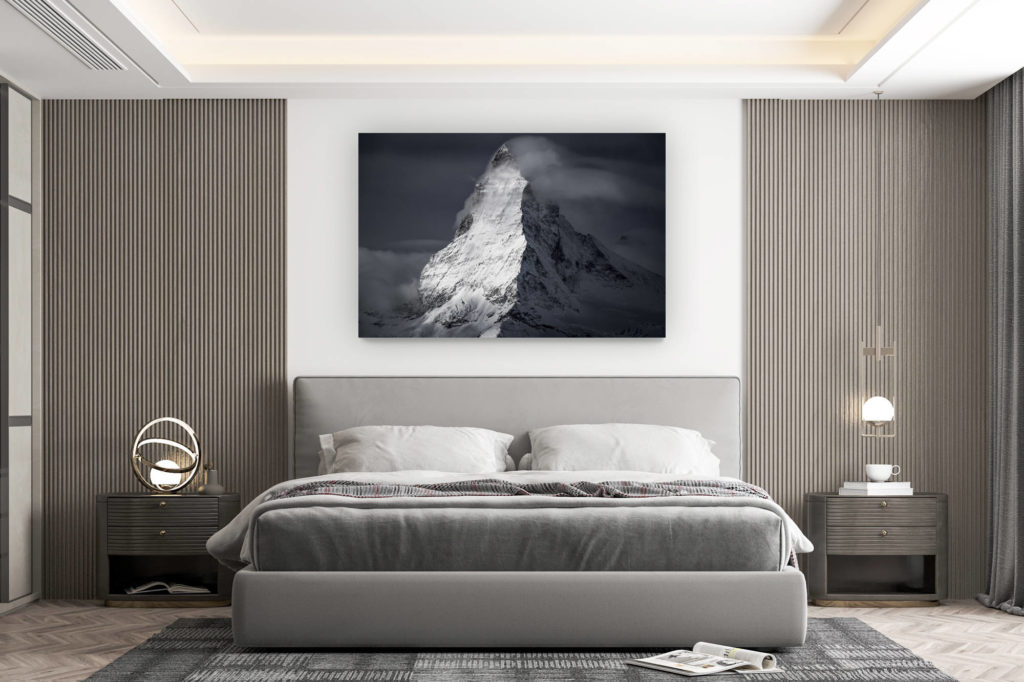 wanddekoration zimmer design - kaufen großformatiges bergfoto - The Matterhorn matterhorn - bergfoto in einem wolkenrauch unter sonnenstrahlen - -.