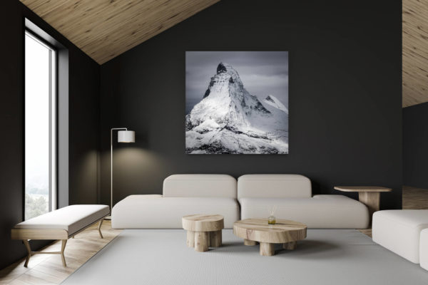 architecte intérieur rénovation chalet suisse - photo montagne grand format - Mont Cervin et Dent d'Hérens - Pic d'un sommet de montagne  dans les Alpes Valaisannes de Suisse