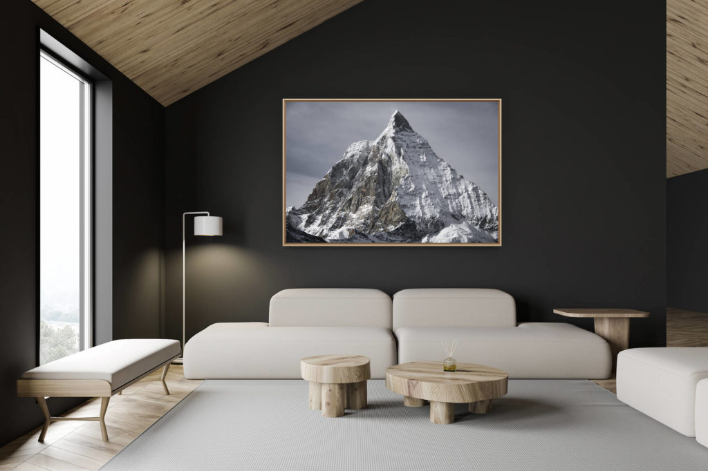 Dekoration Schweizer Chalet - Inneneinrichtung Schweizer Chalet - Bergfoto im Großformat - Berggipfel von The Matterhorn - Gipfel eines Bergmassivs in den Alpen
