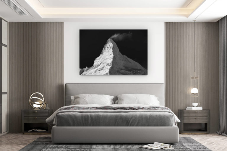 décoration murale chambre design - achat photo de montagne grand format - Mont Cervin Suisse enneigé - Photo du Cervin vu de Findelalp