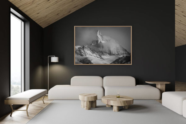 décoration chalet suisse - intérieur chalet suisse - photo montagne grand format - Val d'hérens - Cervin et cabane Dent Blanche