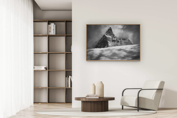décoration appartement moderne - art déco design - Mer de nuage et brouillard en haute montagne sur le mont cervin et les glaciers d'Arolla dans les Alpes Valaisannes de Crans Montana