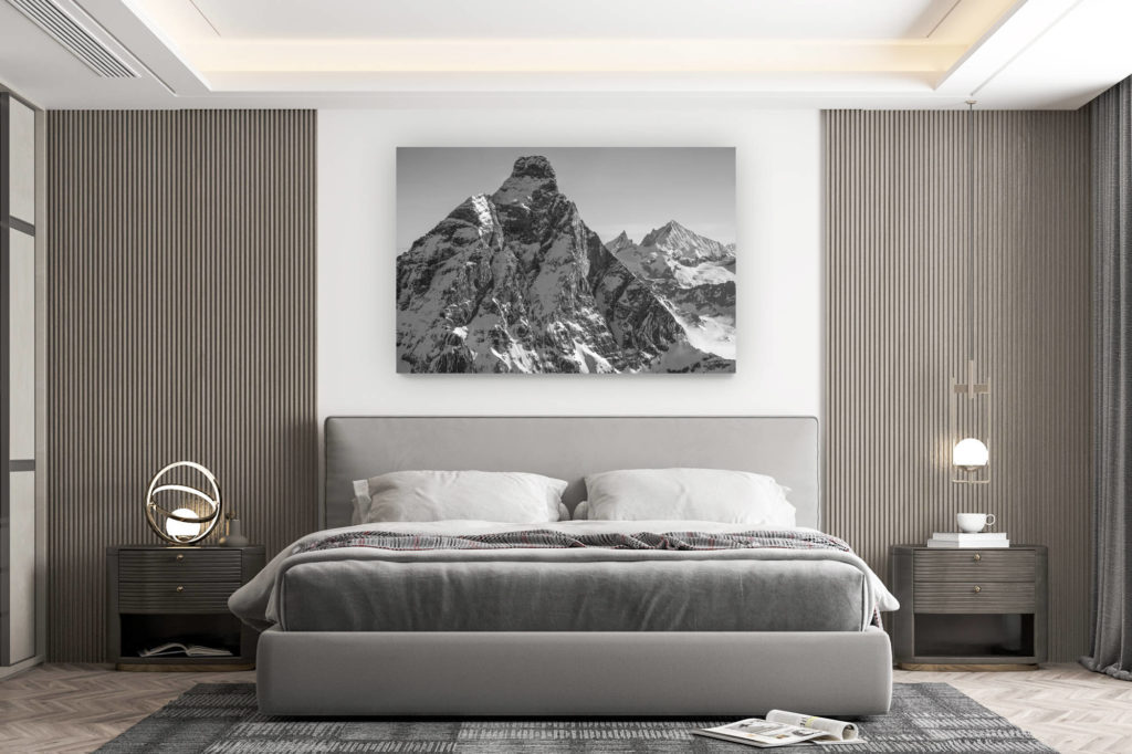 wall decorations - buy large mountain pictures - Matterhorn - Black and white rocky mountains in Switzerland with view on Zinalrothorn and Weisshorn