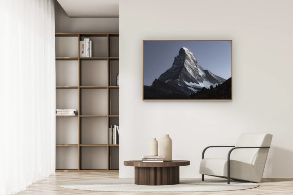 décoration appartement moderne - art déco design - Mont Cervin depuis Zermatt dans les Alpes Valaisannes- Photo montagne sommet des Alpes