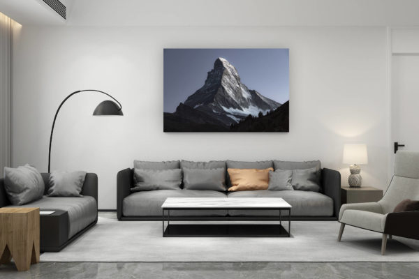 décoration salon contemporain suisse - cadeau amoureux de montagne suisse - Mont Cervin depuis Zermatt dans les Alpes Valaisannes- Photo montagne sommet des Alpes