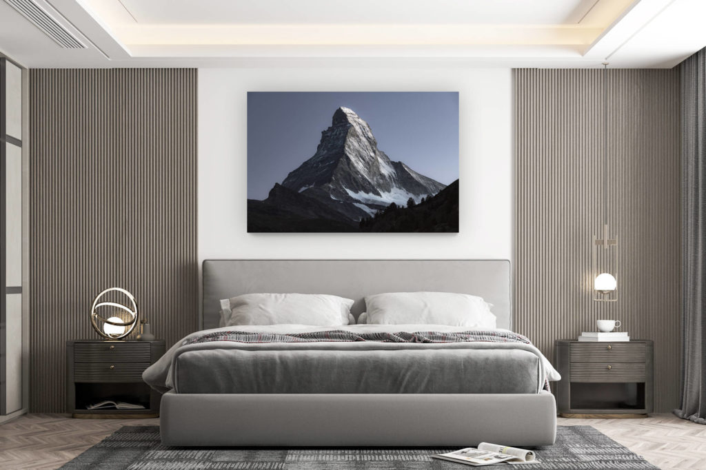 décoration murale chambre design - achat photo de montagne grand format - Mont Cervin depuis Zermatt dans les Alpes Valaisannes- Photo montagne sommet des Alpes