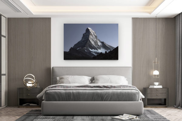 décoration murale chambre design - achat photo de montagne grand format - Mont Cervin depuis Zermatt dans les Alpes Valaisannes- Photo montagne sommet des Alpes