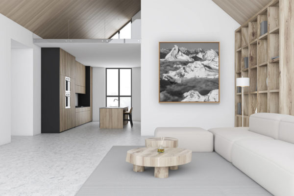 décoration murale chalet luxe rénové - photo montagne noir et blanc - Cervin - crete montagne - image noir et blanc Mont Cervin