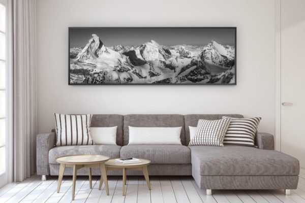 décoration murale design salon moderne - photo montagne grand format - Vue panoramique Mont Cervin dent d'Hérens