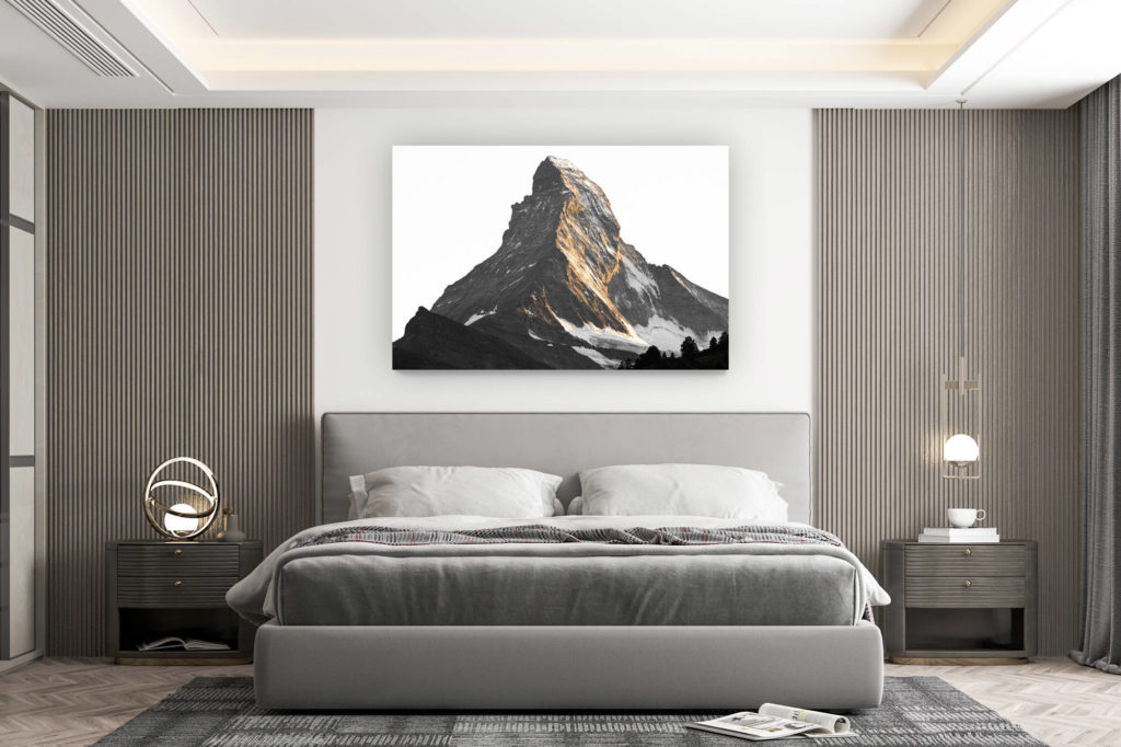 décoration murale chambre design - achat photo de montagne grand format - Mont cervin face nord - Coucher de soleil montagne