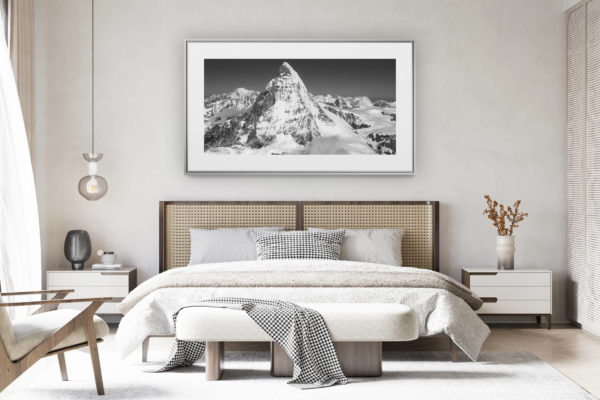 deco chambre chalet suisse rénové - photo panoramique montagne grand format - Frame panoramique mont blanc et The Matterhorn - Montagnes rocheuses Des alpes de Suisse dans le Valais