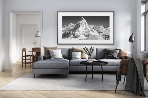 décoration intérieur salon rénové suisse - photo alpes panoramique grand format - Cadre panoramique mont blanc et Mont Cervin - Montagnes rocheuse Des alpes de Suisse dans le Valais