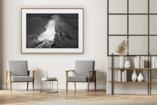 décoration intérieur moderne avec photo de montagne noir et blanc grand format - Cervin image - Photo montagne suisse Mont Cervin