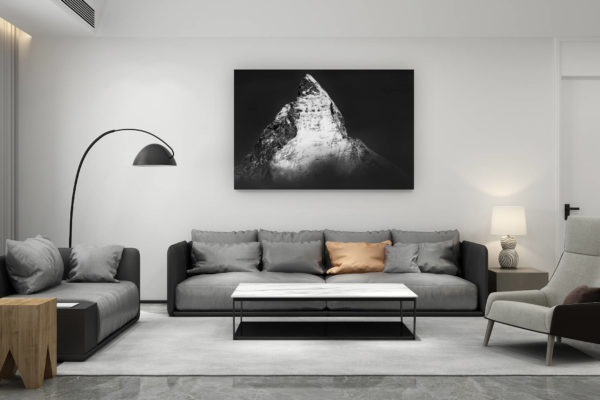 décoration salon contemporain suisse - cadeau amoureux de montagne suisse - Mont Cervin - Photo Matterhorn - Photo Cervin noir et blanc