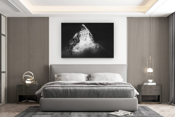 décoration murale chambre design - achat photo de montagne grand format - Mont Cervin - Photo Matterhorn - Photo Cervin noir et blanc
