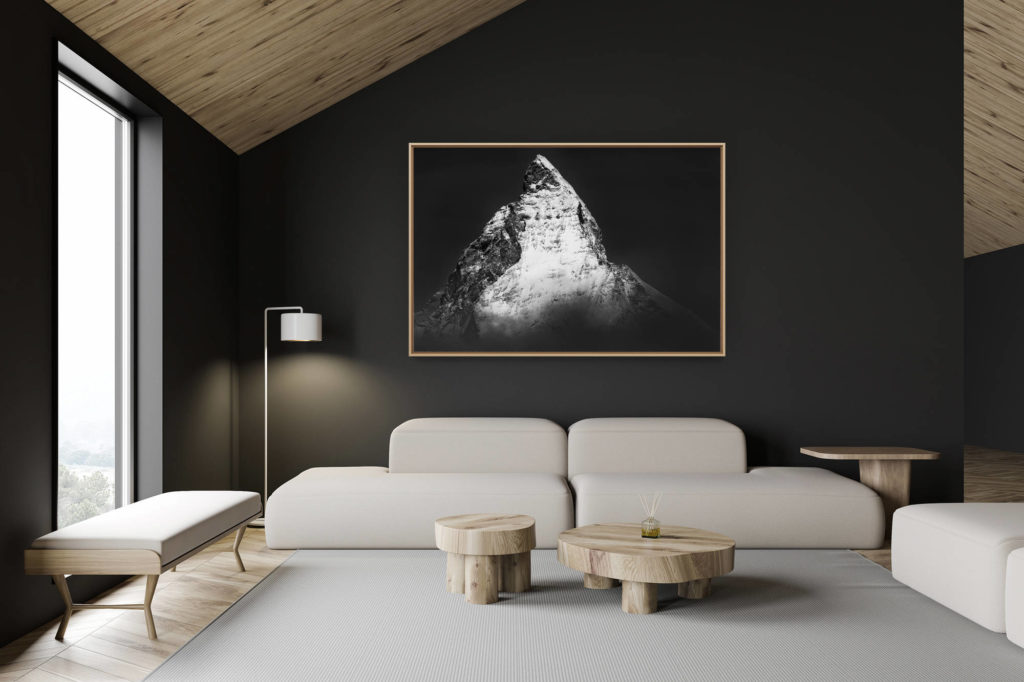 décoration chalet suisse - intérieur chalet suisse - photo montagne grand format - Mont Cervin - Photo Matterhorn - Photo Cervin noir et blanc