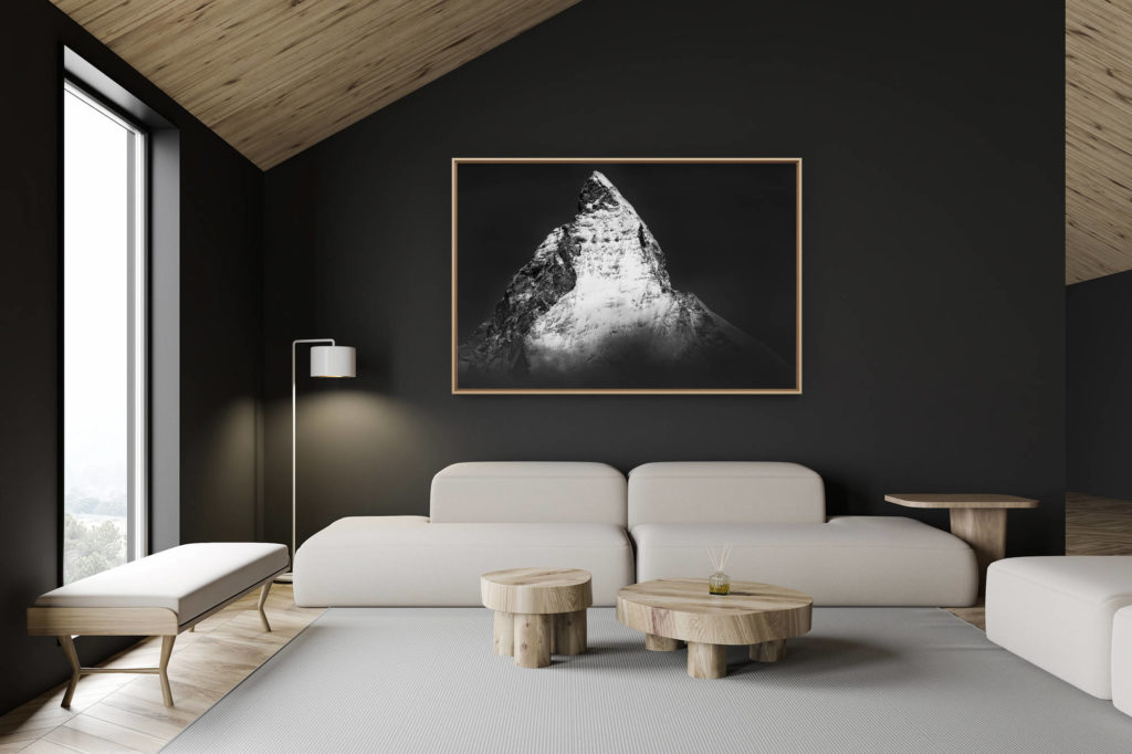 Dekoration Schweizer Chalet - Innenausstattung Schweizer Chalet - Bergfoto im Großformat - The Matterhorn - Foto Matterhorn - Foto Matterhorn schwarz-weiß