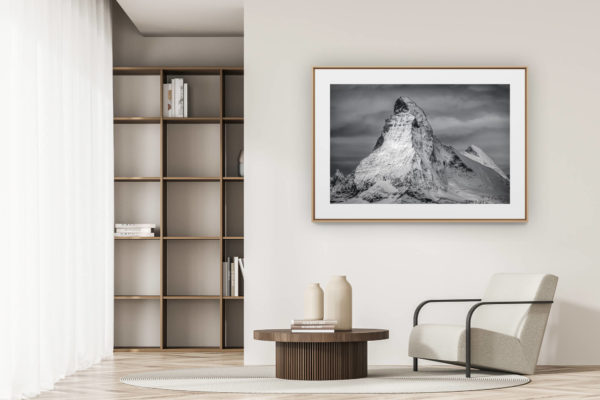 déco tendance salon moderne - photo montagne noir et blanc grand format - Image cervin - Matterhorn photos depuis le Rothorn