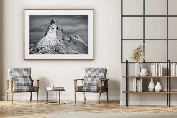 décoration intérieur moderne avec photo de montagne noir et blanc grand format - Image cervin - Matterhorn photos depuis le Rothorn