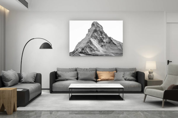 décoration salon contemporain suisse - cadeau amoureux de montagne suisse - Mont Cervin Matterhorn noir et blanc - Massif montagneux et montagnes rocheuses