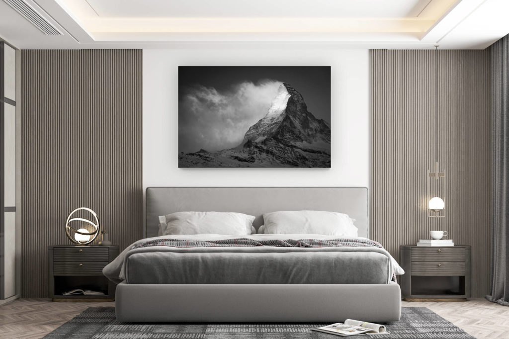 décoration murale chambre design - achat photo de montagne grand format - Photo Cervin dans les nuages des Alpes Valaisannes de Zermatt