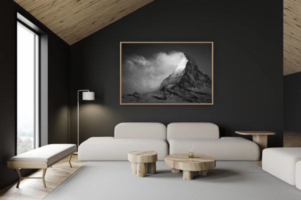 décoration chalet suisse - intérieur chalet suisse - photo montagne grand format - Photo Cervin dans les nuages des Alpes Valaisannes de Zermatt