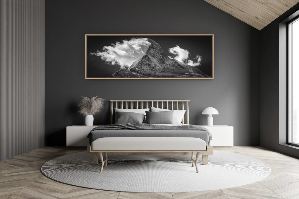 décoration chambre adulte moderne dans petit chalet suisse- photo montagne grand format - Photos panoramiques montagnes Mont Cervin -
