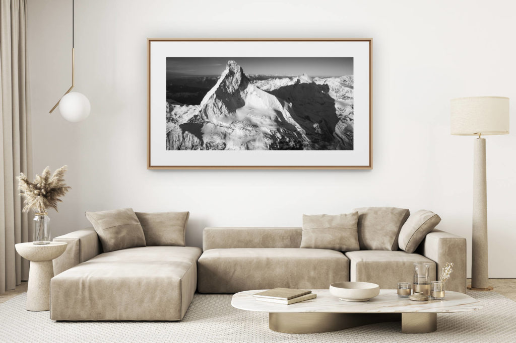décoration salon clair rénové - photo montagne grand format - Mont Cervin - Encadrement photo professionnel d'une vue panoramique montagne