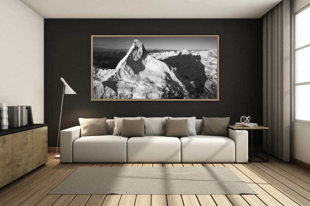 déco salon chalet rénové de montagne - photo montagne grand format -  - Mont Cervin - Encadrement photo professionnel d'une vue panoramique montagne