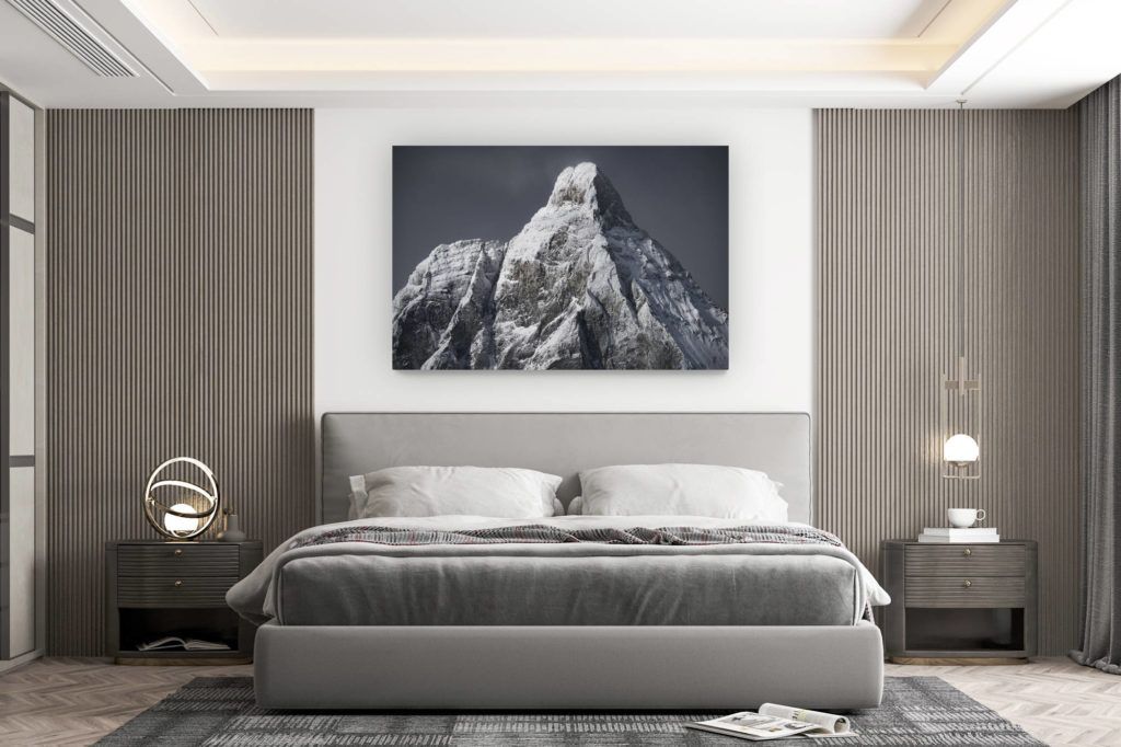 décoration murale chambre design - achat photo de montagne grand format - Photo du sommet d'une montagne en neige - Mont cervin dans les Alpes Valaisannes en suisse