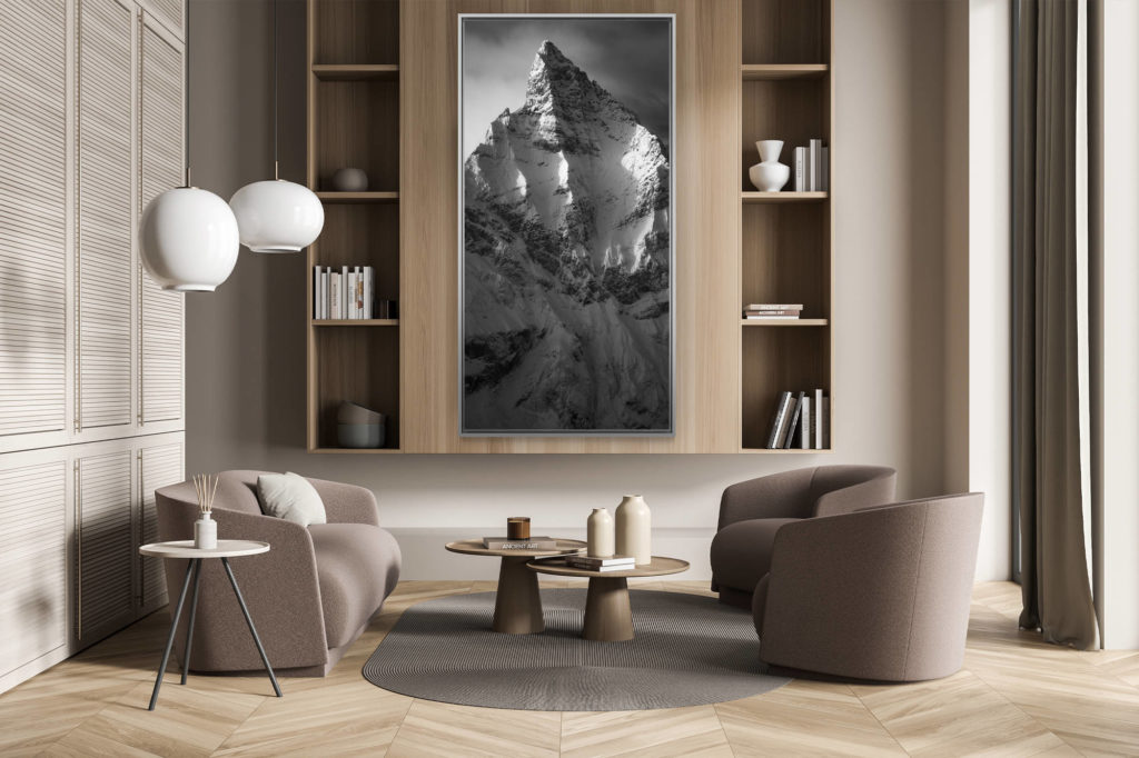 décoration salon suisse amoureux montagne - décoration murale verticale - photo dents du midi - photographe de montagne