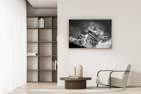 décoration appartement moderne - art déco design - Photo photo de montagne en noir et blanc Alpes - Photo montagne neige