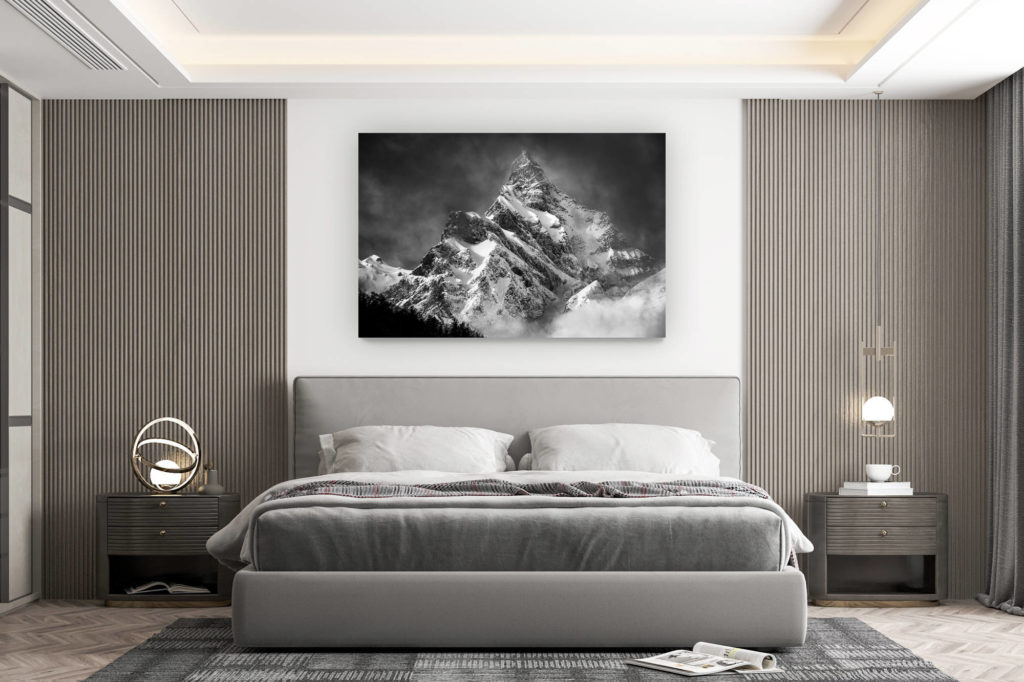 décoration murale chambre design - achat photo de montagne grand format - Photo photo de montagne en noir et blanc Alpes - Photo montagne neige