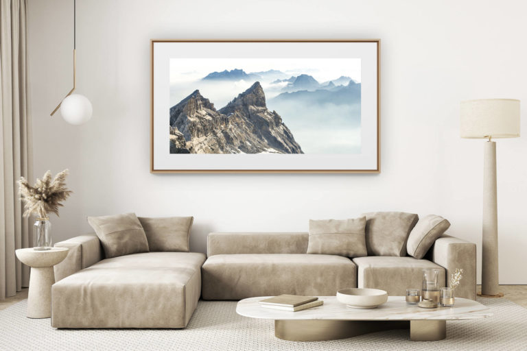 décoration salon clair rénové - photo montagne grand format - Alpes Bernoises - Dents du midi - Photo montagne - Cime de l'Est