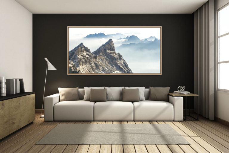 déco salon chalet rénové de montagne - photo montagne grand format -  - Alpes Bernoises - Dents du midi - Photo montagne - Cime de l'Est