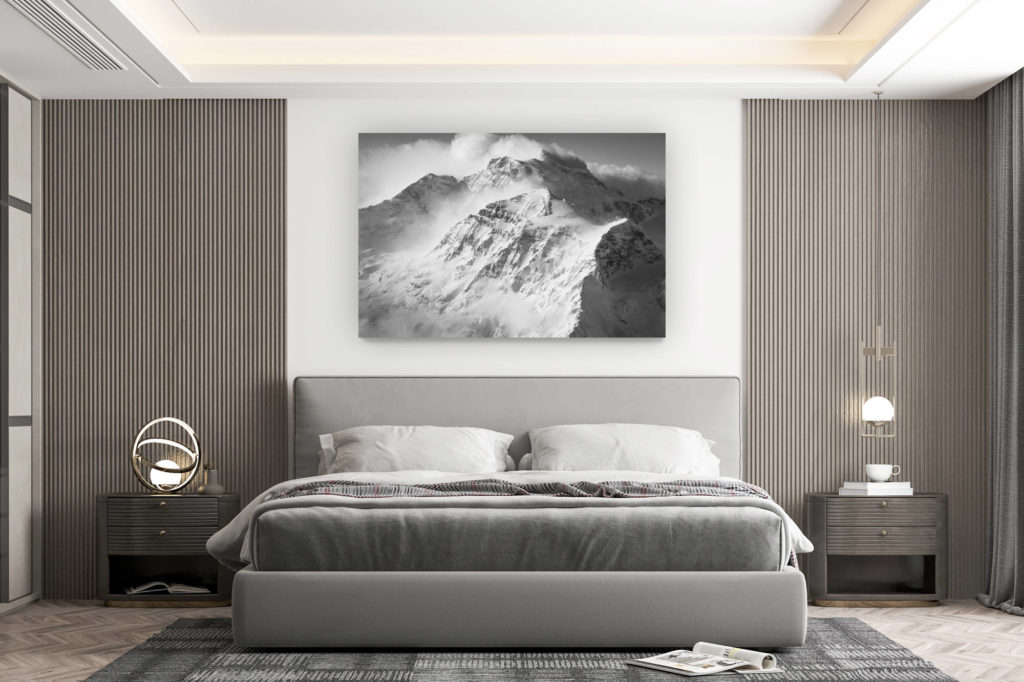 décoration murale chambre design - achat photo de montagne grand format - Combin et Tournelon Blanc - Mer de nuage sur les sommets des Alpes - photos montagne hautes alpes