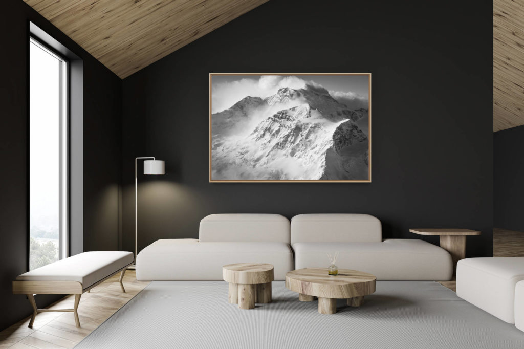décoration chalet suisse - intérieur chalet suisse - photo montagne grand format - Combin et Tournelon Blanc - Mer de nuage sur les sommets des Alpes - photos montagne hautes alpes