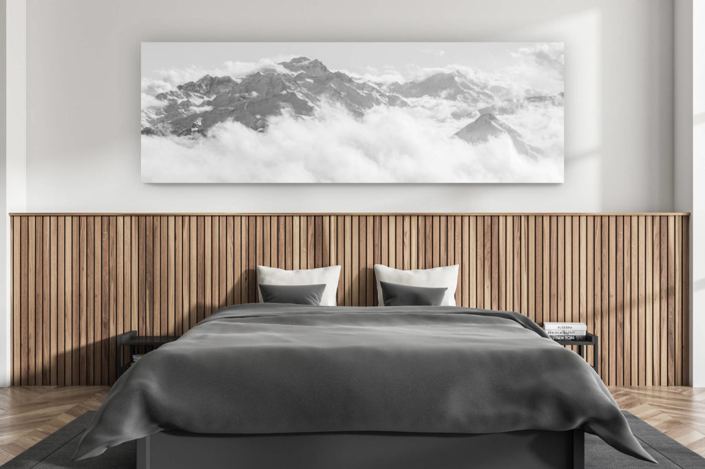 décoration murale chambre adulte moderne - intérieur chalet suisse - photo montagnes grand format alpes suisses - poster panoramique montagnes des Combins, du Mont Vélan et du Catogne