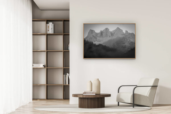 décoration appartement moderne - art déco design - Photo montagne Bernoise Suisse en noir et blanc