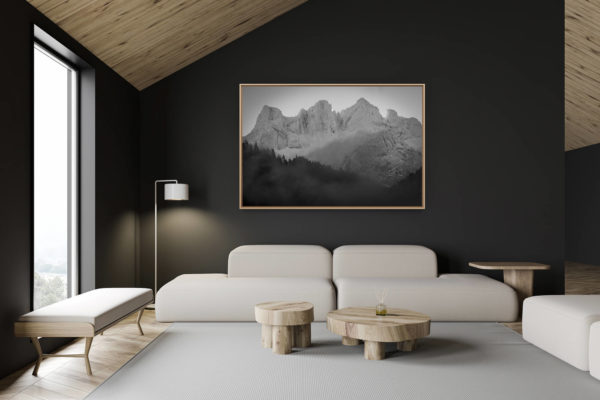 décoration chalet suisse - intérieur chalet suisse - photo montagne grand format - Photo montagne Bernoise Suisse en noir et blanc