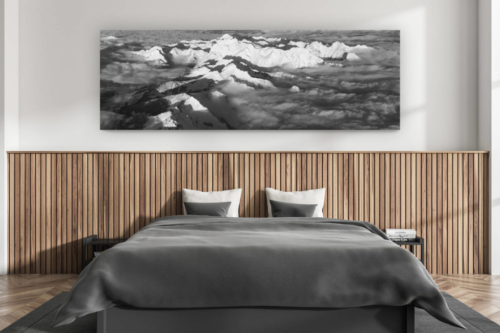 décoration murale chambre adulte moderne - intérieur chalet suisse - photo montagnes grand format alpes suisses - Photo panoramique des Cornettes de Bise