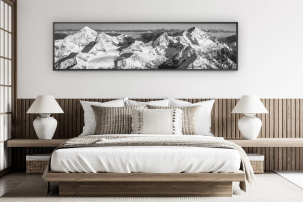 décoration chambre adulte moderne - photo de montagne grand format - Encadrement photo de noel d'une vue panoramique de montagne de la couronne impériale dans les Alpes Suisses - Crans Montana Zermatt