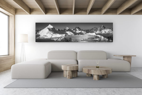 décoration intérieur chalet de montagne suisse - photo de montagne noir et blanc - panoramique noir et blanc Couronne impériale de Zinal