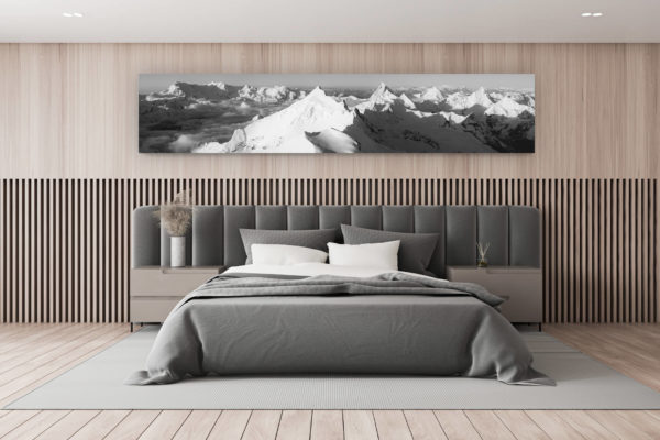 décoration murale chambre - photo tableau de montagne noir et blanc - Zinal suisse - Vue panoramique montagne de la Couronne impériale de Zinal