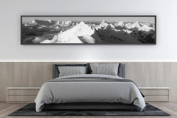 large mountain photo - modern room interior decoration - Zinal swiss - Panoramic mountain view of the Imperial Crown Zinal