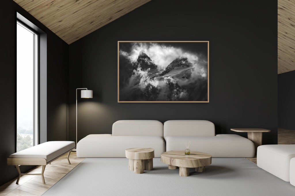 décoration chalet suisse - intérieur chalet suisse - photo montagne grand format - image de montagne vallée de Zermatt- Crête Sud et Pointe Nord de Moming