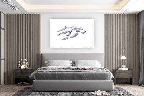 décoration murale chambre design - achat photo de montagne grand format - Glaciers des Alpes photo noir et blanc - photo paysage montagne crevasses sur glacier