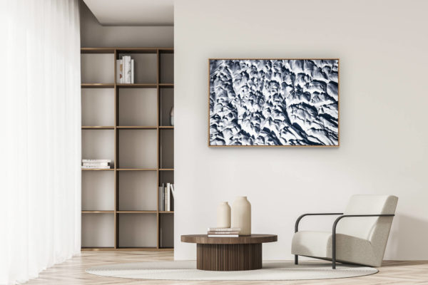 décoration appartement moderne - art déco design - Glaciers des Alpes - photo montagne neige et crevasses noir et blanc