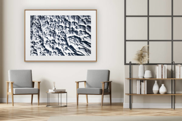 décoration intérieur moderne avec photo de montagne noir et blanc grand format - Glaciers des Alpes - photo montagne neige et crevasses noir et blanc